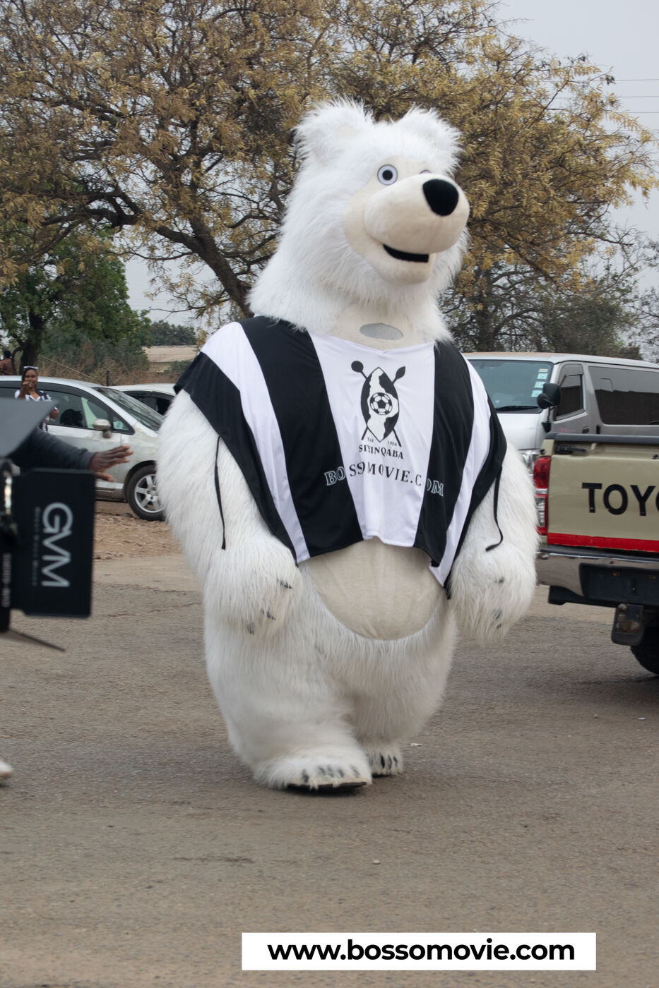 The Bosso Movie mascot walking through the streets of Bulawayo
